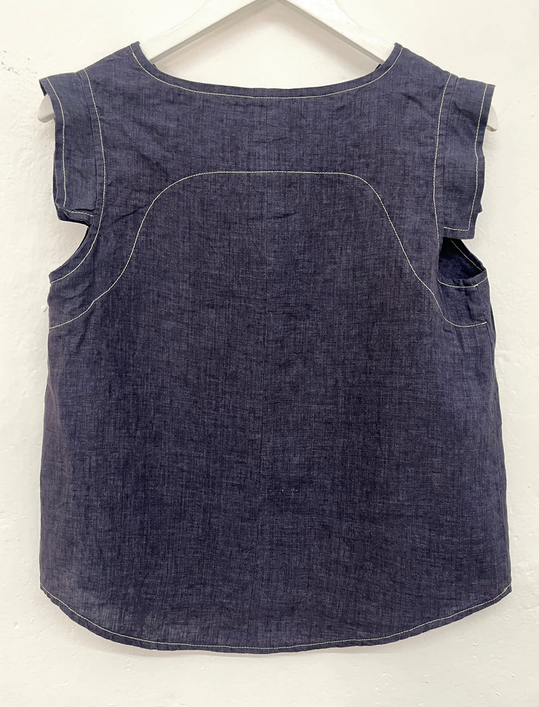 Cecelia linen Top (Blue)