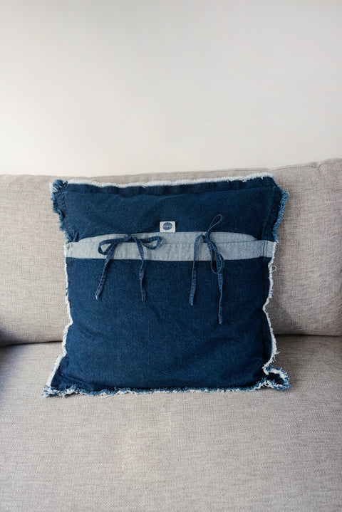 Washed denim pillow