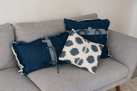 Washed denim pillow