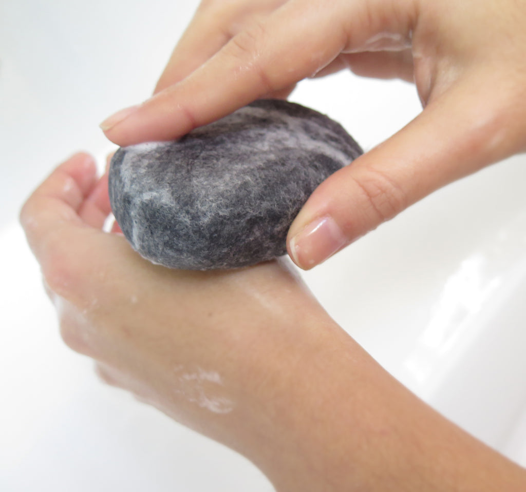Dark grey felted soap