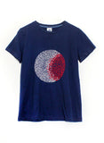 Indigo T-shirt with handmade embroidery