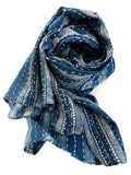 Embroidered indigo scarf- stripes